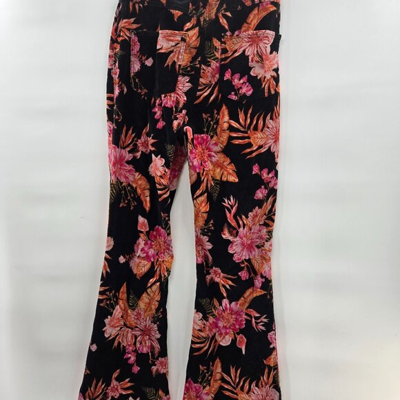 Faded Glory Corduroy black floral flared Boho pull-on jeans Medium 7-9 - Picture 2 of 7